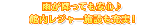 雨が降っても安心♪ 館内レジャー施設も充実！