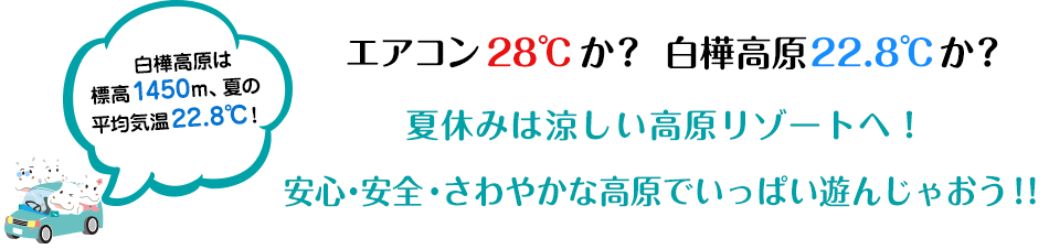 夏休みは涼しい高原リゾートへ！安心・安全・さわやかな高原でいっぱい遊んじゃおう！！