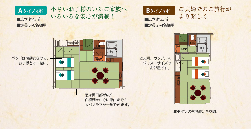 2タイプのお部屋