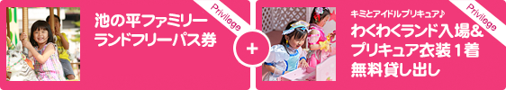 池の平ファミリーランドフリーパス券+キミとアイドルプリキュア♪わくわくランド入場&プリキュア衣装1着無料貸し出し