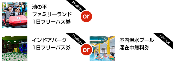 池の平ファミリーランド1日フリーパス券 or インドアパーク1日フリーパス券or室内温水プール滞在中無料券
