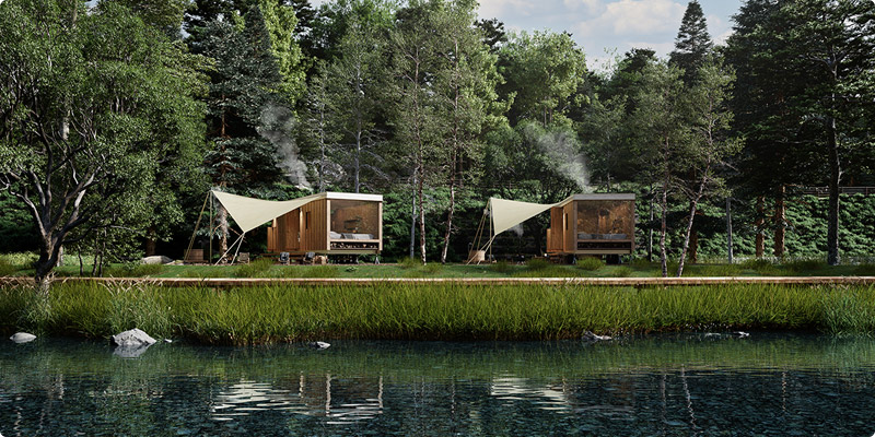 サウナ付きトレーラーハウス